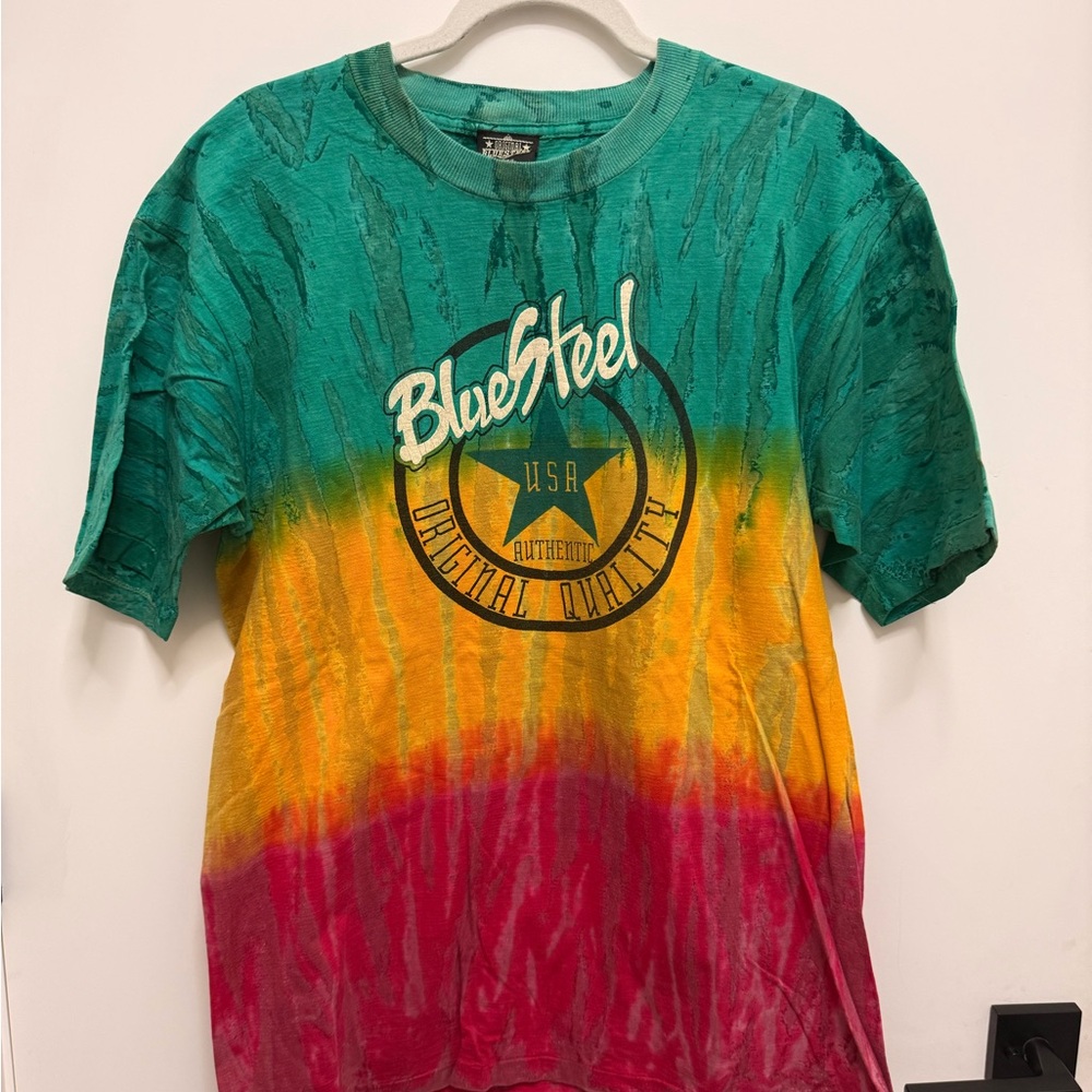 Bluesteel USA Men's Tie-Dye Tee - Green, Orange, Red